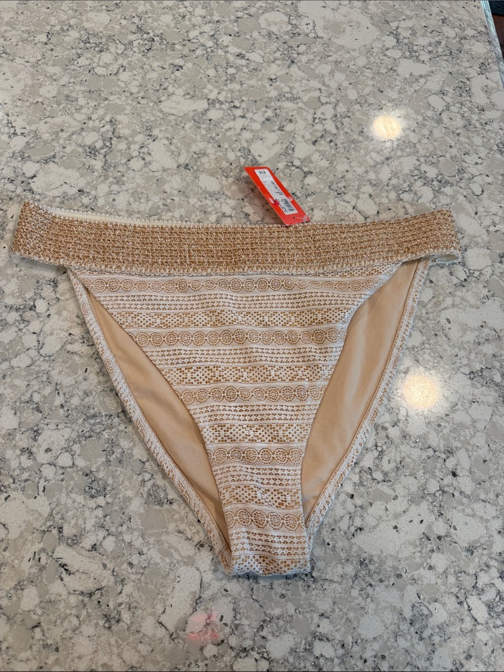 River Island rose gold and Beige Crochet Bikini Bottoms size 16 NWT